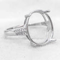 Sterling Silver 13*16mm Semi Mount Ring Empty Frame Blank Support Claws Setting S925 Base Holder Without Center Stone for Inlay