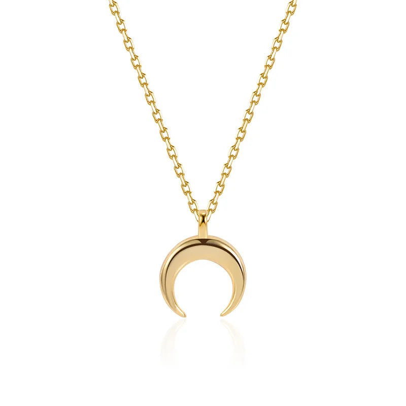Fashion 925 Sterling Silver Necklace Jewelry Custom Gold Plated Horn Necklaces for Women Collier Argent Collar De Plata De Ley
