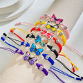 Factory Handmade Red String Butterfly Charm Bracelet Bohemian Adjustable Woven Cord Bangle Valentine's Day Gift Mainly Alloy
