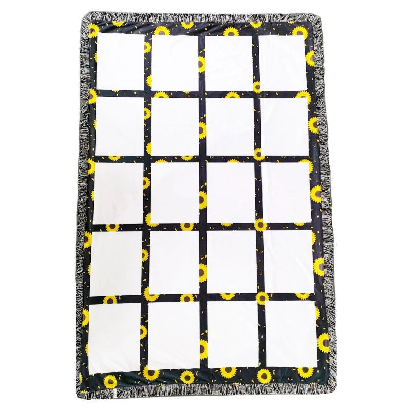 Qualisub Personalized 20 Panels Sunflower Dot Blanket Sublimation Blanket Blanks for Family Love DIY Design Stock Blank Blanket