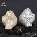 NUOYA Fashion Jewelry New Trend Hip Hop Ring Women Gold Silver Plated Iced Out CZ Diamond Zircon Anker Cross Ring