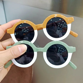 Kids Outdoor Beach Protection Sunglasses for Fashion Round Frame Leopard Print Color Matching Sunglasses Baby UV-proof Glasses