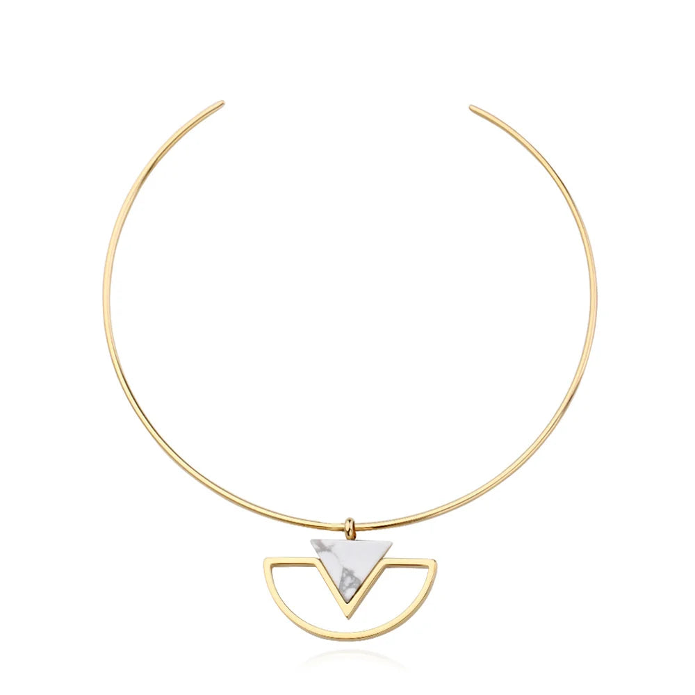 Exaggerated Necklaces & Pendants Wire Suspension Loop Big Stainless Steel Chokers Necklace for Women Colar Feminino