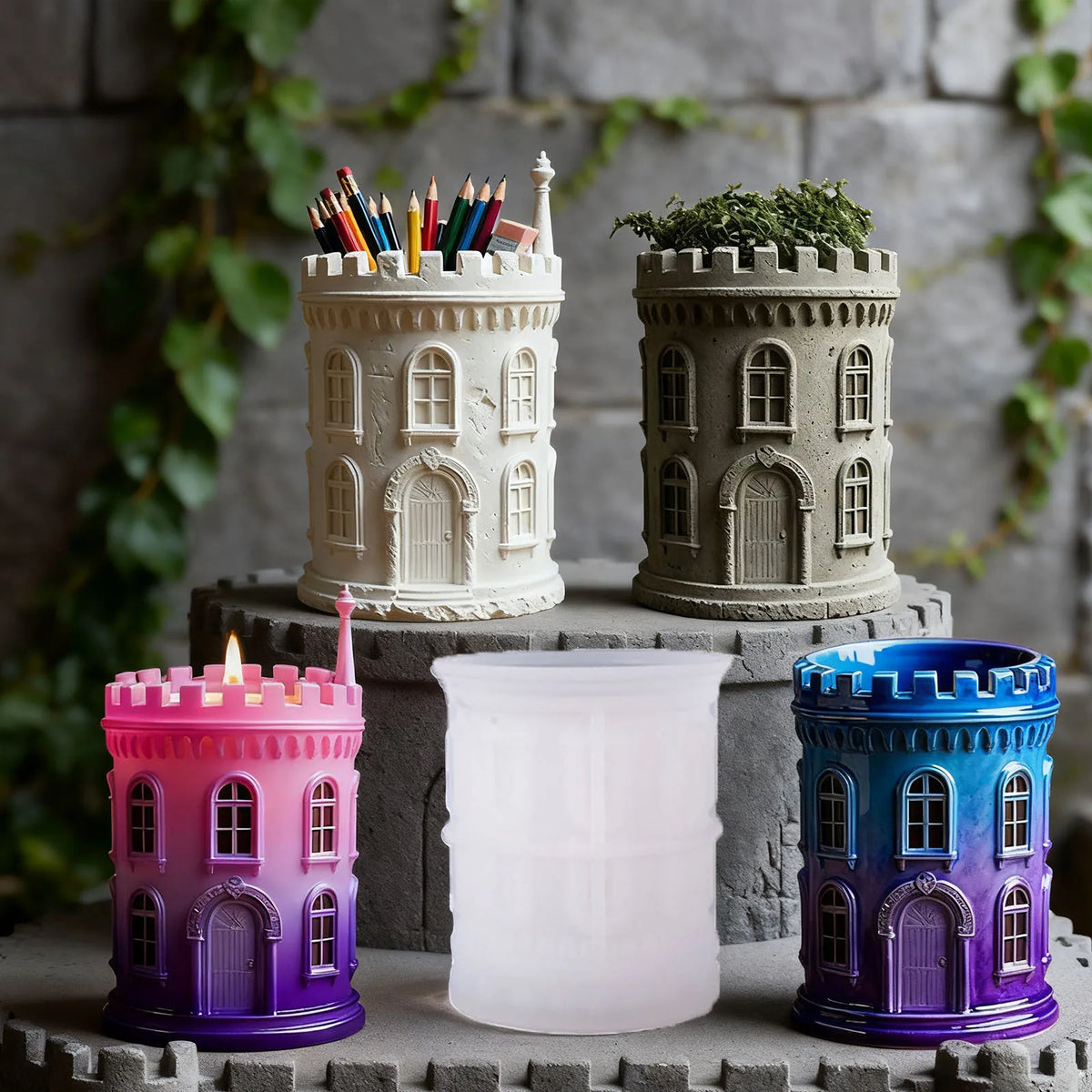 KK1058 DIY Castle Candle Plaster Cup Silicone Mold European Castle Gift Mold Handcrafted Scented Candle Cup Decoration Tool