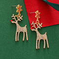 Luxury Gold Plated Alloy Christmas Tree Trendy Glitter Bell Earrings New Year Fashionable Rhinestone Studs Perfect Women's