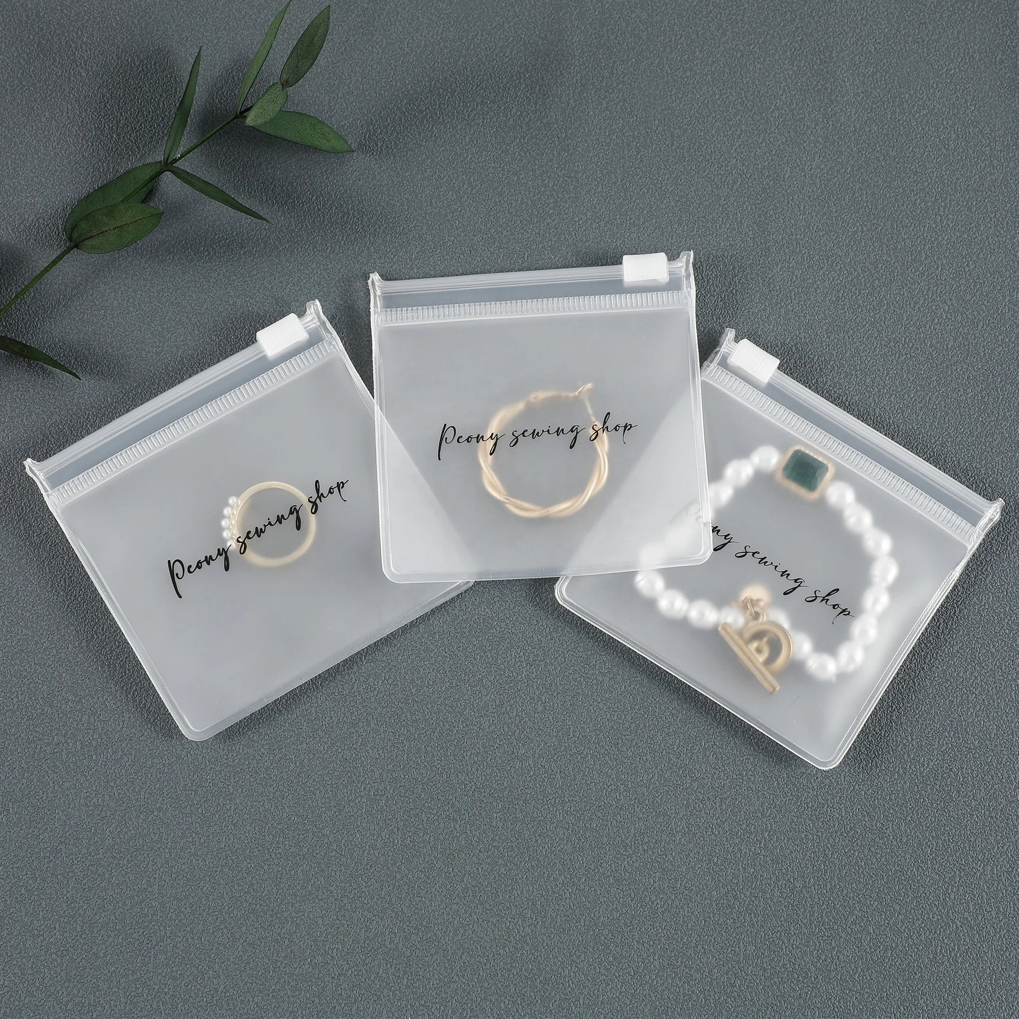 PUPPYSEW Custom Jewelry Frosted Packaging Mini Earrings Zipper Bag with logo Zipper Bag Bag