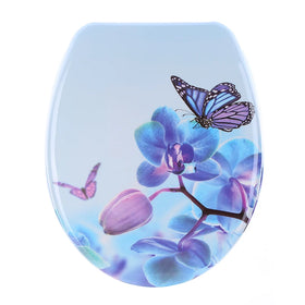 Modern Circular Printed Eco-Friendly UF Material Closed Front Toilet Seat Cover Hinge Soft Closing Feature Female Washing 3-Year