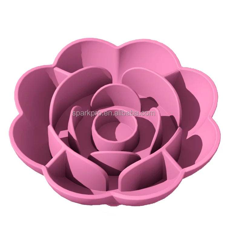Customise Large Rose Dog Bowls Pet Dog Slow Feeder Bowl Silicone Pet Cat Anti Slip  Food Grade Silicone Dog Feeding Bowl