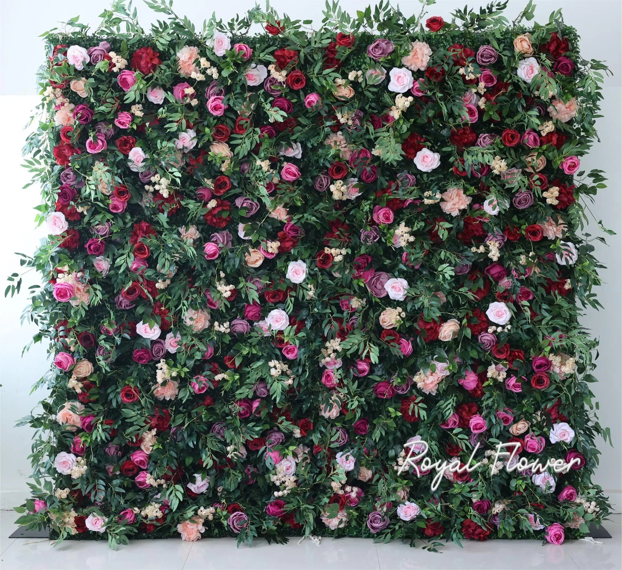 Customized Size and Design Hot Sale Popular All Roses Bridal Shower Wedding Decoration 5D White Rose Flower Wall