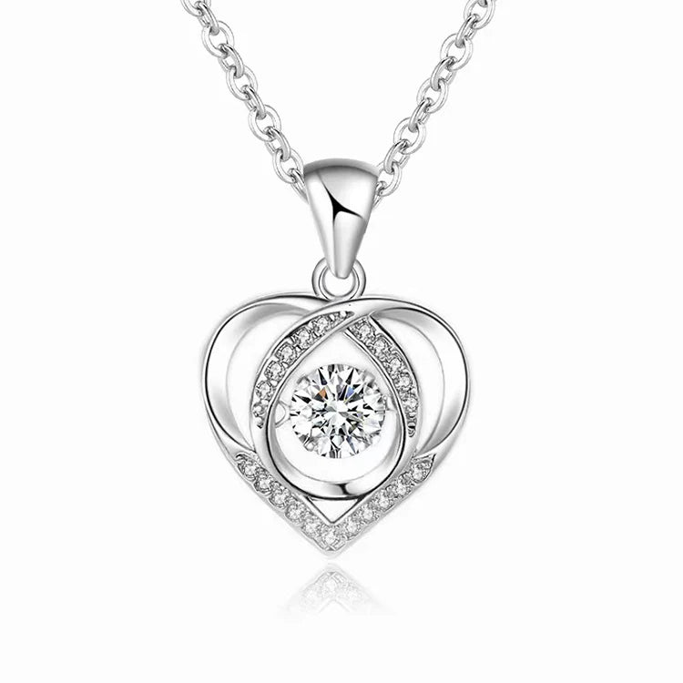 G1900 Valentine Gift Women Necklace Jewelry Moving Stone CZ Zircon Love Heart Pendant Necklace