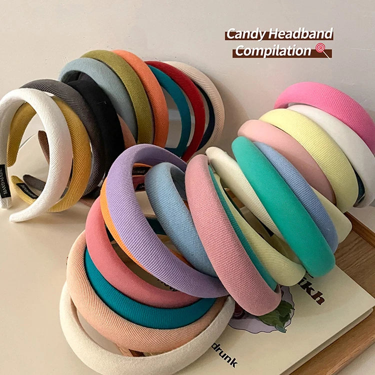Khaki Thickened Hairpin New Version 3CM Milk Coffee Color Sponge Headband for Women Simple Style Hairband