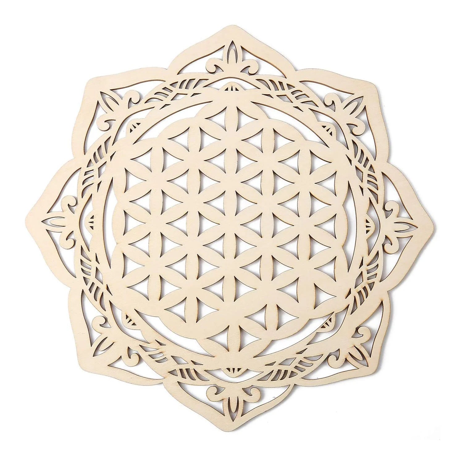 Custom Mandala Crystal Grid Sacred Geometry Wooden Sri Yantra Wall Decor Mandala Chakras Wheel of Life Seed of Life Crystal Grid