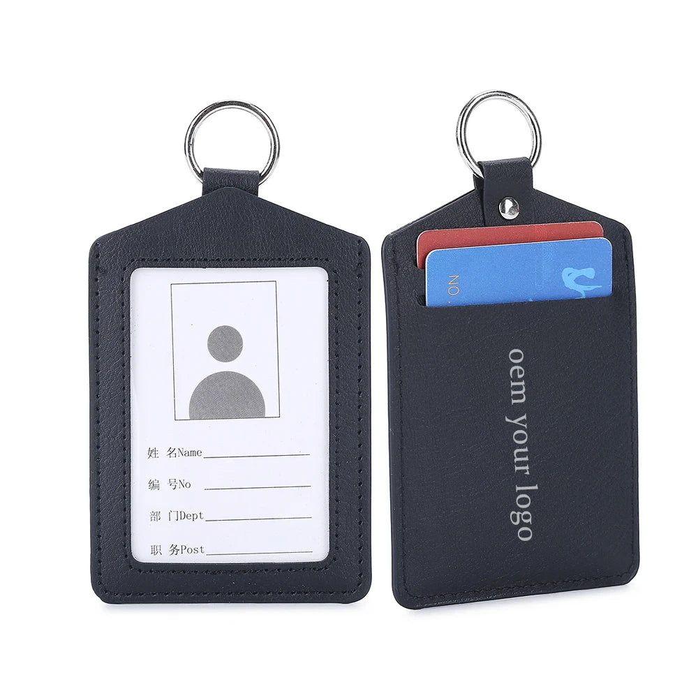 Guangzhou Manufacturer Factory Badge Holder Accessories Neck Blue PU Leather Eco-friendly ID Card Holder Low MOQ