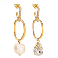 New Natural Pearls & Crystal Drop Earrings Dangle Earrings Fashion Jewelry Kolczyki Gold Color Zircons Wedding for Girls