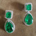 CAOSHI Classic Geometry Water Drop Design Green Crystal Cubic Zirconia Hanging Earrings for Women Wedding CZ Pendant Earrings