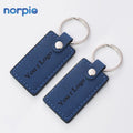 Blue Leather Black Laser Effect Rectangle Shape Leather Keychains Laser Blank Bulk Leather Keychains