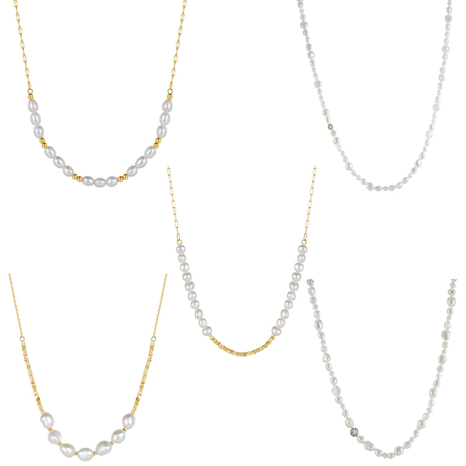 Waterproof Pearl Women Jewelry Accessories Joyeria 14K Gold Chain Choker 925 Sterling Silver Freshwater Pearl Necklaces