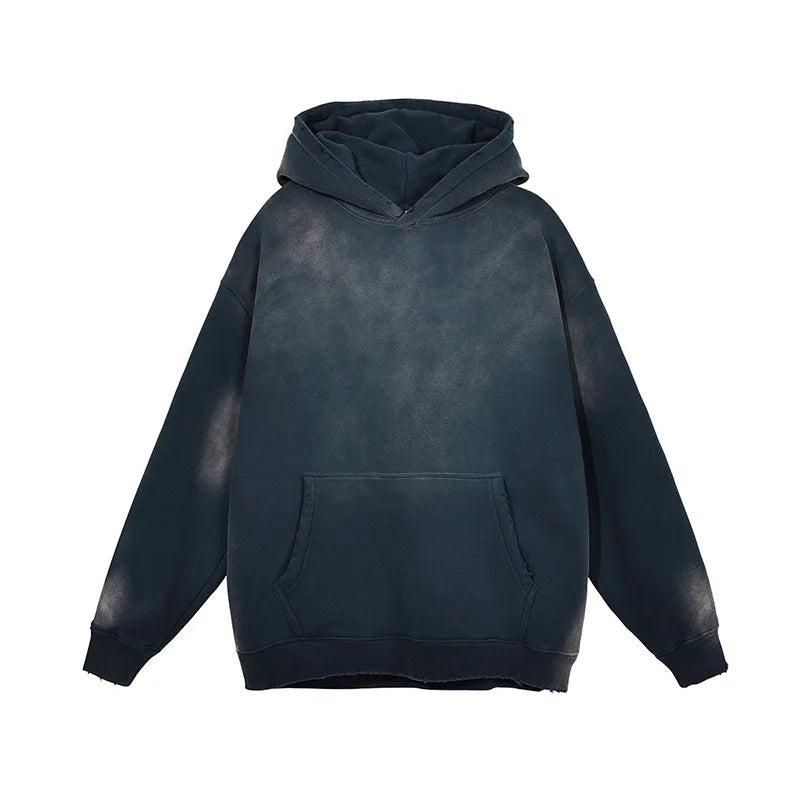 Puff Printing Hoodie Manufacturer OEM Streetwear Hip Hop Letter Spider Web Loose Pullover Men Custom Rhinestones Hoodie