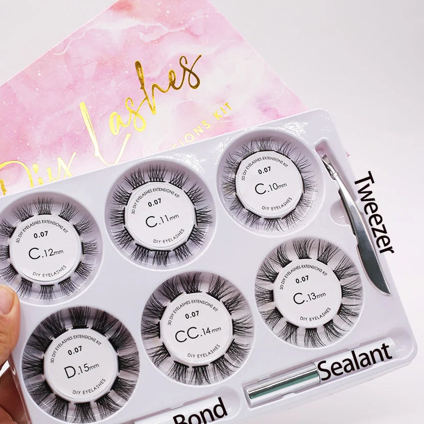 Reusable Home Eyelash Kit DIY Eyelash Extension 3D Segmented Individual Lash  Cluster Volume Lashes Set
