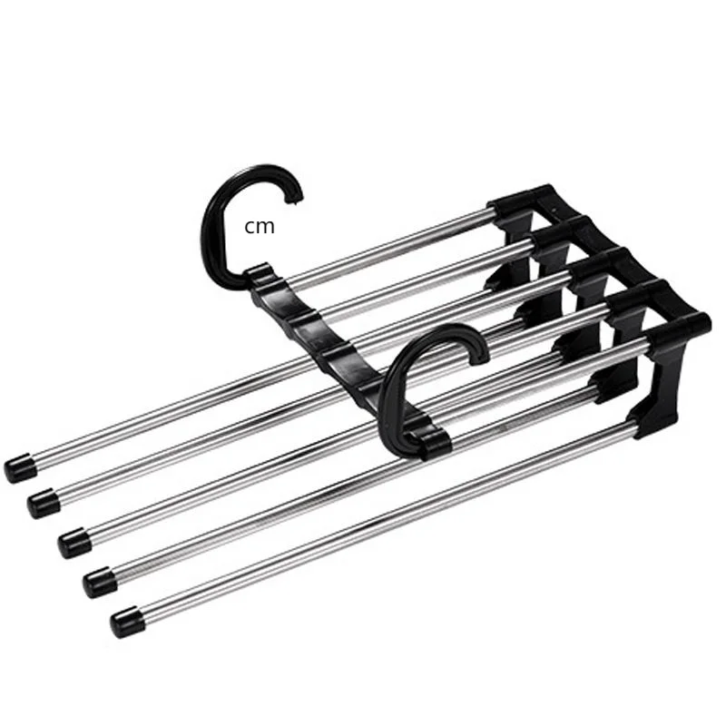 Multi-Functional Magic 5-Layer Foldable Stainless Steel Pants Hangers Space Saving for Wardrobe and Bathroom Use