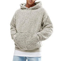 Autumn Mens Warm Faux Fur Fleece Hoodie Solid Color Hooded Sweatshirt Casual Pullover Men Clothing