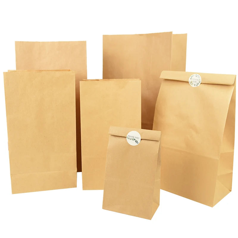 Custom Brown Kraft Paper Bag Fast Food Takeaway Biodegradable Restaurant Carryout Tea Jelly Digital Lamination Shipping