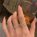 Anillo De Diamantes 2022 Stackable Heart Open Ring Super Shining Gold Silver Crystal Rhinestone Heart Ring for Women Party
