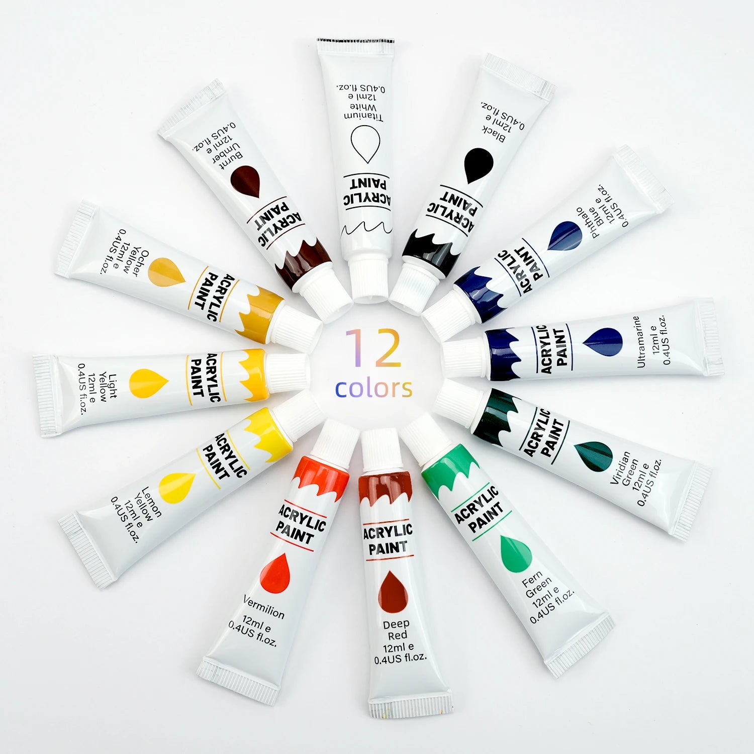 Adults and Children for Non-Toxic Water-Based 12-Color Acrylic Paint Painting Set Teenagers Painting Paint Set