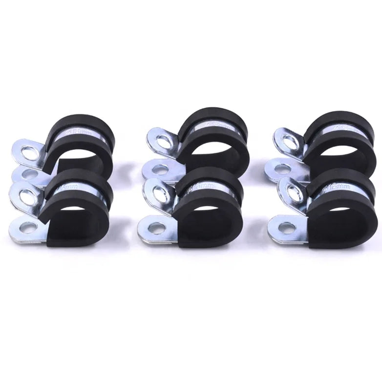 Galvanized Iron Cable Clamps EPDM Rubber Lined Clip Metric Measurement System Cushion Rubber for Pipe Tube Metal Saddle Clamps