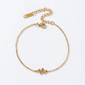 Fashion Dainty White Cubic Zirconia Charm Jewelry Stainless Steel 18K Gold Plated Snake Bracelet for Women
