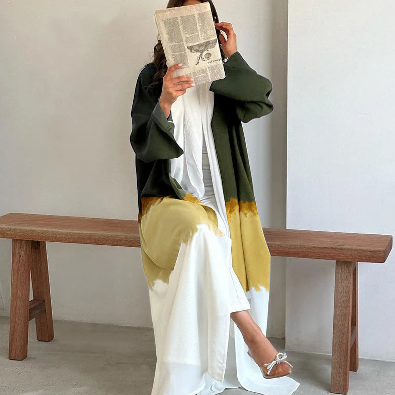 New Fashion Open Abaya Islamic Clothing Kimono Turkish Kaftan High Quality Wholesale Tie Dye Open Dubai Abaya Women Muslim Dress