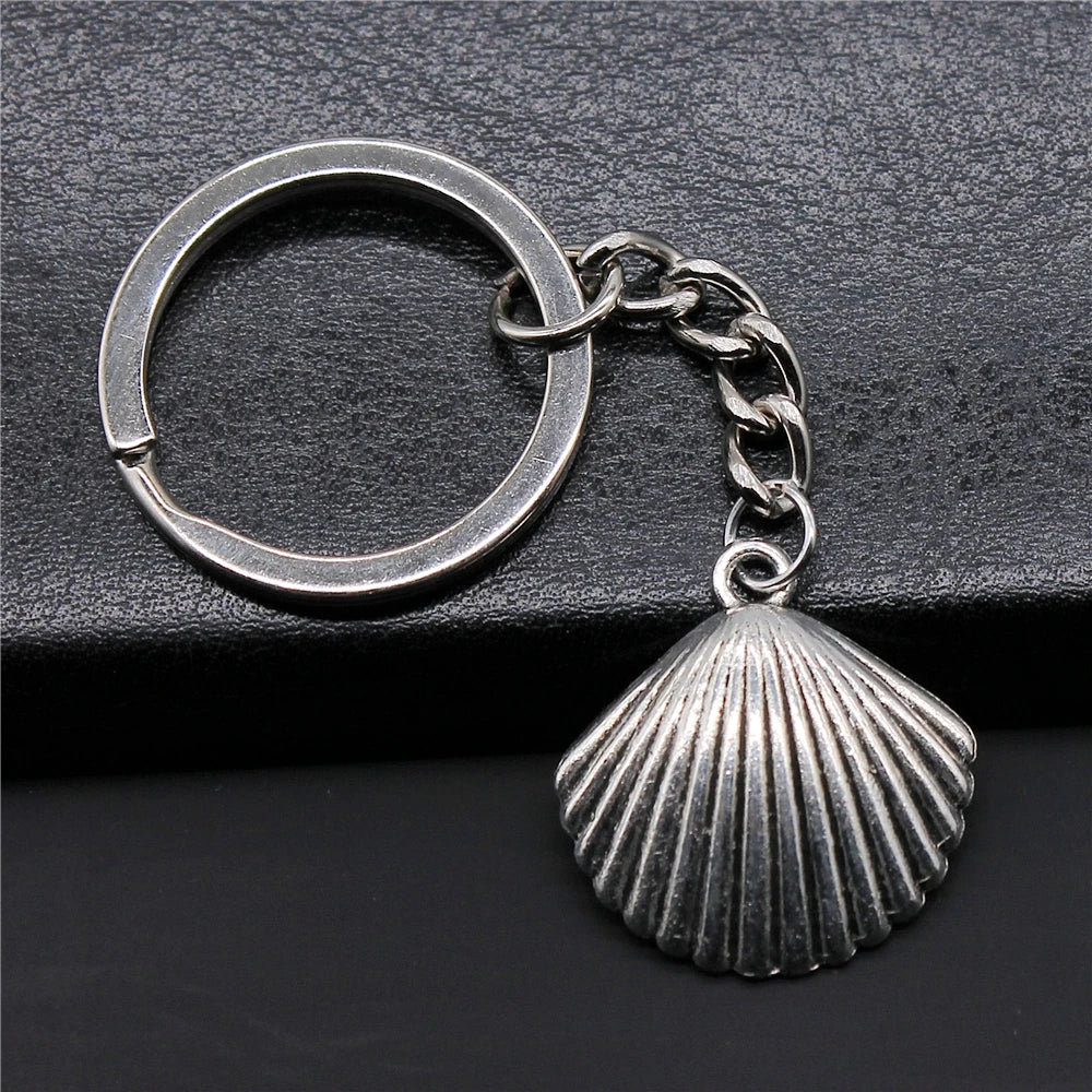 WYSIWYG 25x24mm Antique Silver Plated Antique Bronze Plated Zinc Alloy Shell Key Chain Souvenirs Gift P1-ABD-C10228