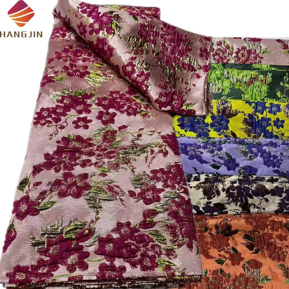 2025 Latest African Jacquard Brocade Lace Fabric 3D Floral Embroidery Organza Nigerian Lace Fabric for Women's Party Dresses
