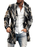 Men's Casual Vintage Retro Long Overcoat Single-Breasted Stand Collar Warm Topcoat for Business Peacoat Men's Casual Clothing