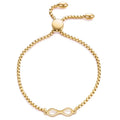 Yitenong Real 18K Gold Plated Lucky Number 8 Adjustable Infinity Charm Slider Extender Chain Adjustable Bracelet