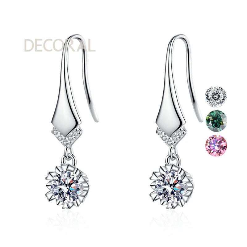 Sterling Silver Fashion and Elegant Earrings Wholesale V-shaped Diamond Moissanite Drop Earrings