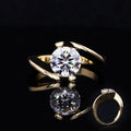 Wuzhou Custom Moissanite Ring 14k Yellow Gold 8.5mm H&A Synthetic Moissanite Women Rings