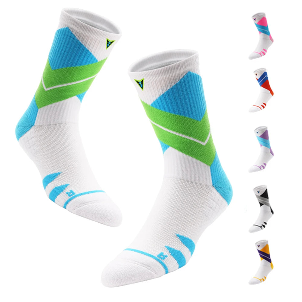 Veidoorn Latest Design Thickened Striped Sports Socks for Women Men Breathable Cycling Running Hiking Basketball Spring