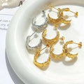 High End 18k Gold Plated Irregular Surface Stainless Steel C Hoop Earrings Jewelry Fashion Trendy