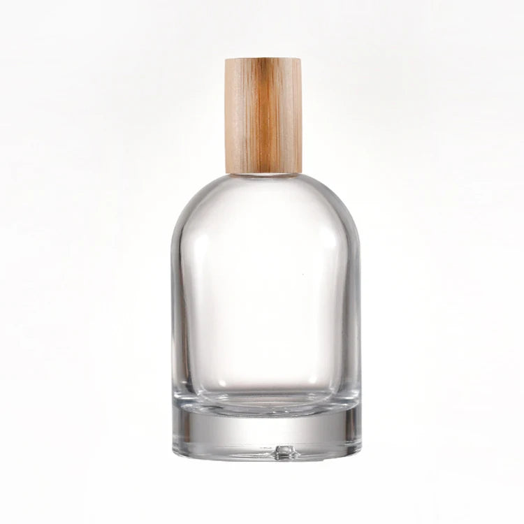 Good Quality Empty Perfume Bottle Spray 30ml 50ml 100ml Crimp Cylinder Perfume Bottle with Wooden Caps