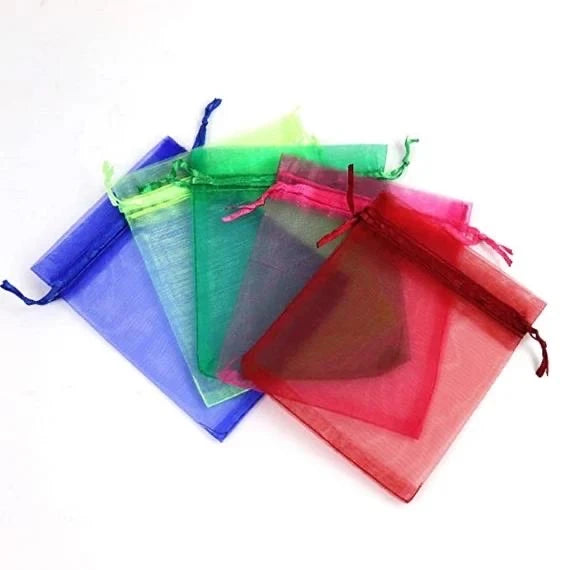 Personalized Wedding Jewelry Drawstring Multicolors Custom Gift Mesh Pouch Packaging Fashionable Organza Bags with Logo 9*12 cm