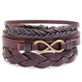 Vintage Multilayer Woven Leather Bracelet for Men Infinite Sign Cuff Bracelets Wedding Gift Fashion Jewelry Made of Zinc Alloy