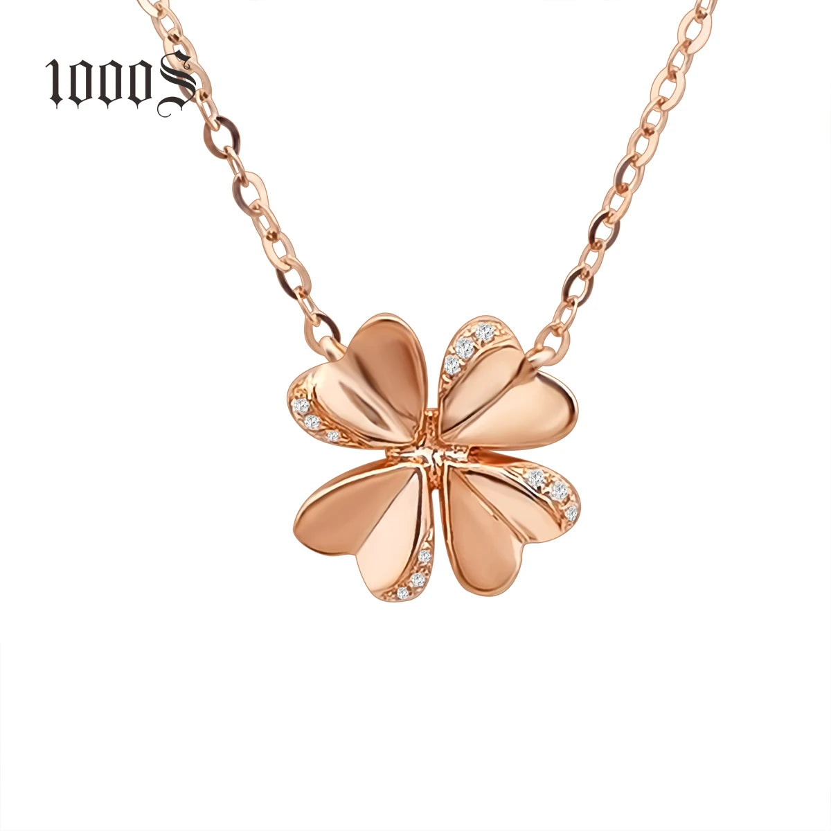 Personalized Initial Necklace With Four Leaf 18K Real Gold Chains Women Jewelry Solid Gold Jewelry 18 K Necklace