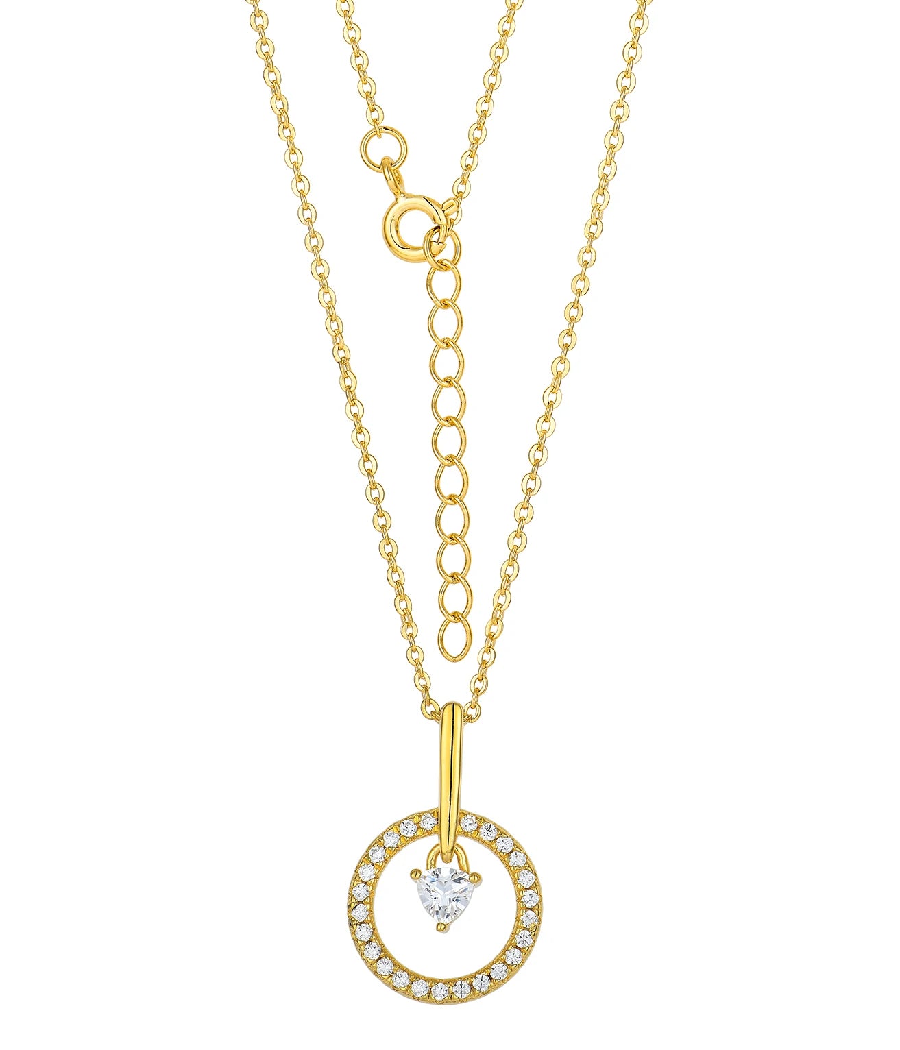 Customized OEM 925 Sterling Silver Round Charm 18k Gold Plated 5A Heart Zircon Fine Jewelry Circle Pendant Necklace Women