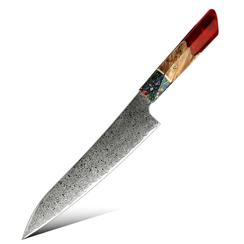 Grandsharp 8.5'' Damascus High Carbon Steel Japanese Chef Knife Cooking Chef Gyuto Knives Best Gift Box Red Chef Kitchen Knives