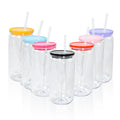 Factory Wholesale 16oz Mason Plastic Tumbler Reusable PC Plastic Mug Cup with Colorful Lid Straw Direct Drinking Water Flow