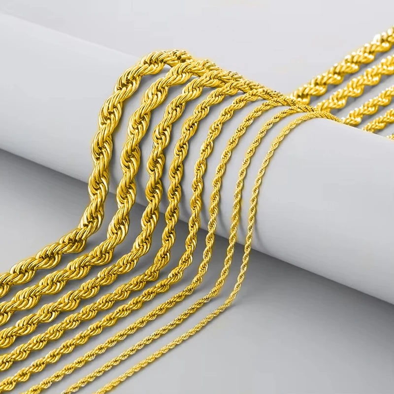 RINNTIN SC29 Fine Jewelry 18K Gold Over Pure 925 Sterling Silver 1.2-3.3mm Diamond-Cut Rope Chain Necklace MegaBDM