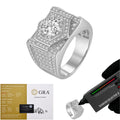 Wholesale Hot Sale 925 Sterling Silver Jewelry Hip Hop Style Round Cut Moissanite Ring with GRA Certificate for Men Parties 2ct