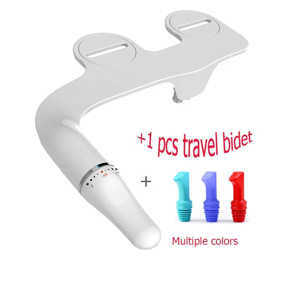 Super Slim Dual Nozzles Manual Floor-Mounted Bidet Attachment for Toilet Seat Cold Water Bidet Women's Care for Personal