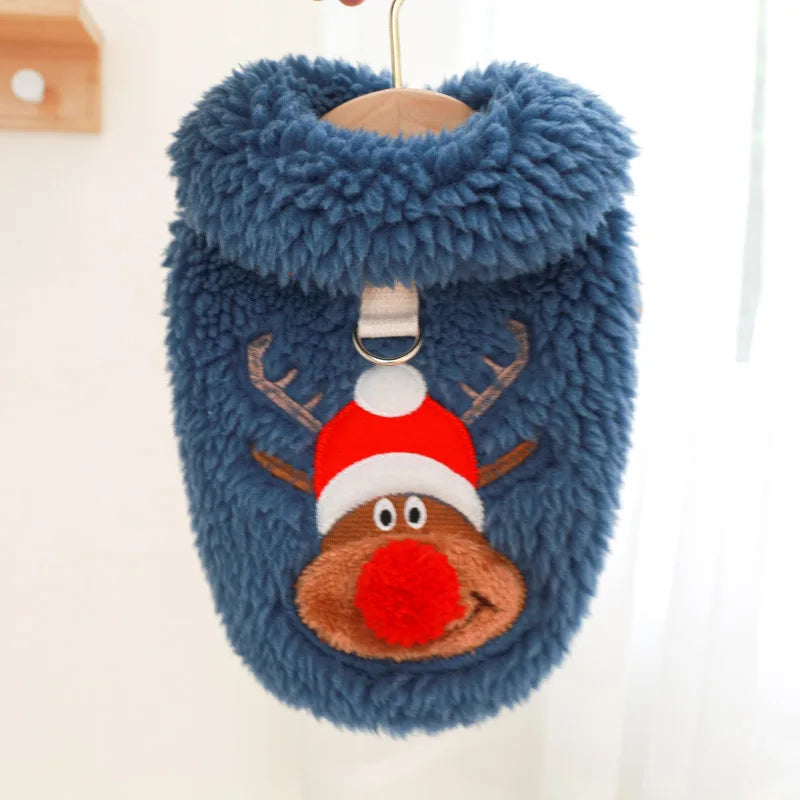 Wholesale Stocked Fleece Winter Warm Christmas Dog Pet Winter Harness Vest with D-ring for Leash